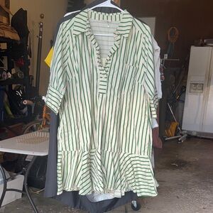 Entro Striped Dress with Green Accents